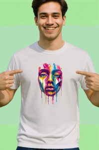 Tricou Fata stil graffiti cu pete de vopsea curcubeu Copii | Dama | Barbat - Img 2