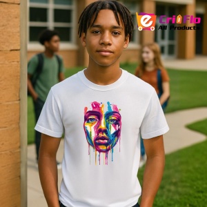 Tricou Fata stil graffiti cu pete de vopsea curcubeu Copii | Dama | Barbat - Img 4