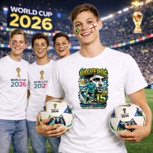 Tricou Federico Valverde Uruguay World Cup Fifa 2026, din bumbac 100%, tricou alb, Copii | Dama | Barbat - Img 7