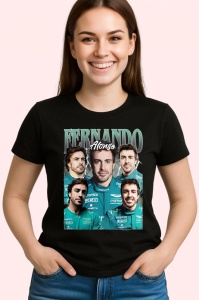 Tricou Fernando Alonso Colaj Cu Fete Multiple Echipa Aston Martin Formula 1, Copii | Dama | Barbat - Img 2