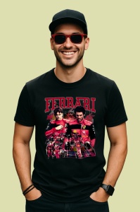 Tricou Ferrari Echipa Postere Charles Leclerc Carlos Sainz, Copii | Dama | Barbat , tricou negru - Img 4