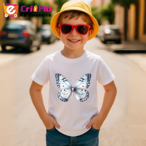 Tricou Fluture alb cu accente gri si puncte negre stil minimalist Copii | Dama | Barbat Barbat - Img 10