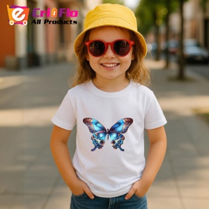 Tricou Fluture albastru si portocaliu in stil exotic Copii | Dama | Barbat Barbat