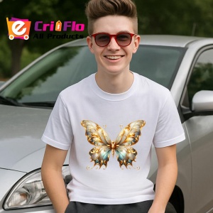 Tricou Fluture auriu cu turcoaz in stil baroc luxuriant Copii | Dama | Barbat Barbat - Img 5