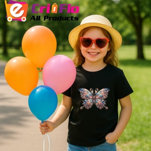Tricou Fluture bej cu albastru model regal in degrade Copii | Dama | Barbat, negru - Img 1