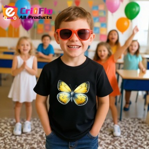 Tricou Fluture galben cu margini albe si detalii fine Copii | Dama | Barbat Barbat - Img 20