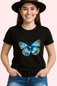 Tricou Fluture galben si albastru intens cu buline simetrice Copii | Dama | Barbat Barbat - Img 7