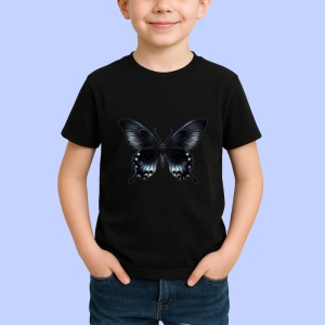 Tricou Fluture negru elegant cu accente albe stil contrastat Copii | Dama | Barbat Barbat - Img 5