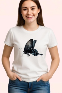 Tricou Fluture negru elegant in zbor simplu si rafinat Copii | Dama | Barbat Barbat - Img 3