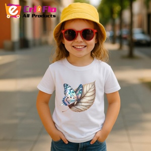 Tricou Fluture pastel pe frunza uscata design elegant natural Copii | Dama | Barbat Barbat
