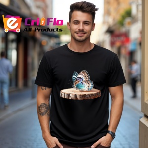 Tricou Fluture pe buturuga stil rustic cu nuante naturale Copii | Dama | Barbat Barbat - Img 17