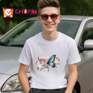 Tricou Fluture pe crin roz compozitie romantica florala Copii | Dama | Barbat Barbat - Img 9