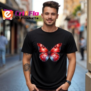 Tricou Fluture rosu aprins cu detalii in degrade spectaculos Copii | Dama | Barbat Barbat - Img 17