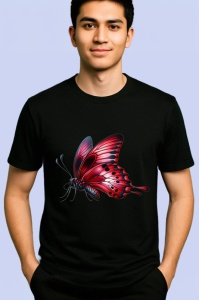 Tricou Fluture rosu aprins in zbor stil elegant si dinamic Copii | Dama | Barbat Barbat - Img 5