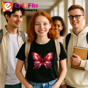 Tricou Fluture rosu intens cu margini negre in degrade Copii | Dama | Barbat Barbat - Img 23