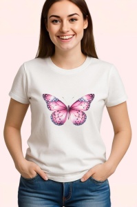 Tricou Fluture roz deschis cu aripi diafane pastel Copii | Dama | Barbat Barbat - Img 3