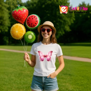 Tricou Fluture roz pal cu detalii in degrade pastel feminin Copii | Dama | Barbat Barbat - Img 12