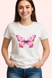 Tricou Fluture roz pastel cu detalii fine si feminine Copii | Dama | Barbat Barbat - Img 3