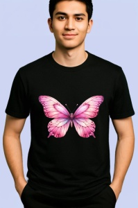 Tricou Fluture roz pastel cu detalii fine si feminine Copii | Dama | Barbat Barbat - Img 5