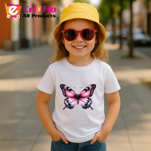 Tricou Fluture roz si negru cu detalii elegante stil feminin Copii | Dama | Barbat Barbat