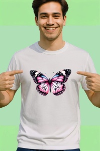 Tricou Fluture roz si negru cu detalii feminine si contrastante Copii | Dama | Barbat Barbat - Img 2