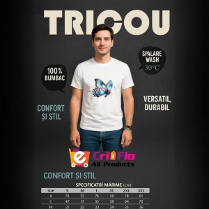 Tricou Fluture roz si turcoaz cu aripi rotunjite stil vesel Copii | Dama | Barbat Barbat - Img 10