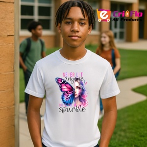 Tricou Fluture si femeie pastel mesaj motivational never let anyone dull your sparkle Copii | Dama | Barbat Barbat - Img 7