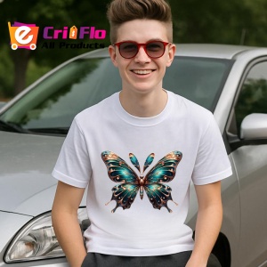 Tricou Fluture verde cu reflexii metalice design sofisticat Copii | Dama | Barbat Barbat - Img 8