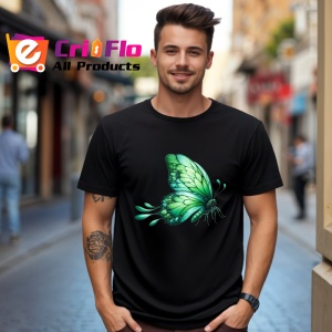 Tricou Fluture verde natural cu textura realista pe aripi Copii | Dama | Barbat Barbat - Img 18