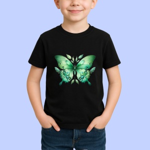 Tricou Fluture verde pastel cu simetrie naturala si frunze Copii | Dama | Barbat Barbat - Img 6