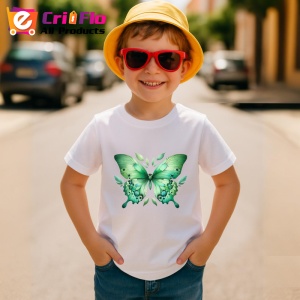 Tricou Fluture verde pastel cu simetrie naturala si frunze Copii | Dama | Barbat Barbat - Img 13