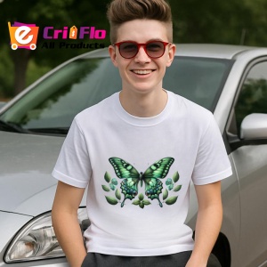 Tricou Fluture verde pe ramuri cu frunze design natural Copii | Dama | Barbat Barbat - Img 9