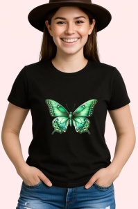 Tricou Fluture verde smarald cu detalii exotice delicate Copii | Dama | Barbat Barbat - Img 6