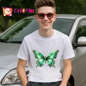Tricou Fluture verde smarald cu detalii exotice delicate Copii | Dama | Barbat Barbat - Img 8