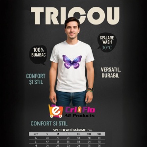 Tricou Fluture violet deschis cu margini mov intense Copii | Dama | Barbat Barbat - Img 9