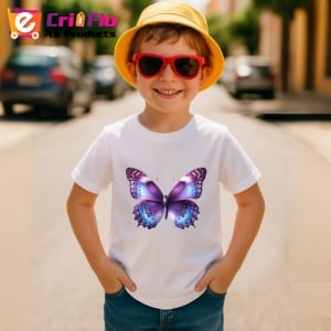 Tricou Fluture violet intens cu margini mov design regal Copii | Dama | Barbat Barbat - Img 14