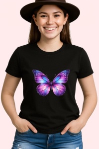 Tricou Fluture violet si albastru cu efect de galaxie pastel Copii | Dama | Barbat Barbat - Img 7