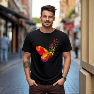 Tricou Fluturi Multicolor Negru, Copii | Dama | Barbat - Img 9