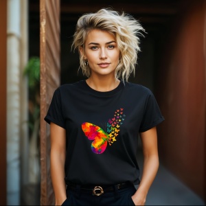 Tricou Fluturi Multicolor Negru, Copii | Dama | Barbat - Img 13
