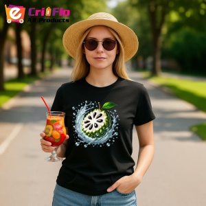 Tricou Fruct cherimoya in valuri delicate, Fructe, Copii | Dama, culoare negru - Img 9