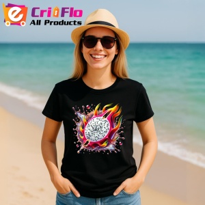 Tricou Fruct dragon si explozie tropicala, Fructe, Copii | Dama, culoare negru - Img 11