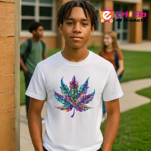Tricou Frunza decorativa multicolora cu margini fine Copii | Dama | Barbat - Img 5