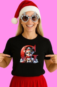 Tricou G Litera Craciun Cu Ren Si Fulgi, din bumbac 100% Copii | Dama | Barbat - Img 3