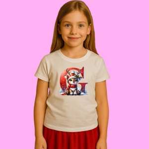 Tricou G Litera Craciun Cu Ren Si Fulgi, din bumbac 100% Copii | Dama | Barbat - Img 2