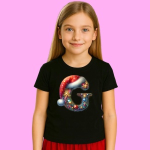 Tricou G Litere Alfabet Craciun Impodobite Cu Decoratiuni, din bumbac 100% Copii | Dama | Barbat