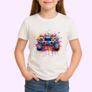 Tricou Gamepad colorat splash arta pentru gameri Copii | Dama | Barbat - Img 4