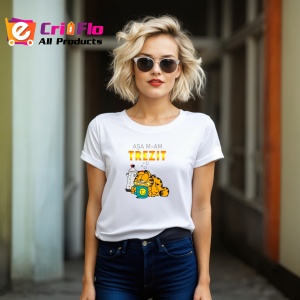 Tricou Garfield Dimineata, din bumbac 100%, tricou alb, Dama | Barbat - Img 6