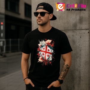 Tricou Georgia Steag Splash Art, Copii | Dama | Barbat, culoare negru - Img 6