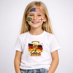 Tricou Germany World Cup 2026 Fifa V2, din bumbac 100%, tricou alb, Copii | Dama | Barbat