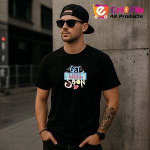 Tricou Get Well Soon Font Colorat Inimi V2, din bumbac 100%, tricou negru Copii | Dama | Barbat - Img 6